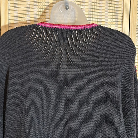 Work in Progress Classics Vintage 1990s Black Floral Knit Cardigan Sweater Large - Picture 12 of 16